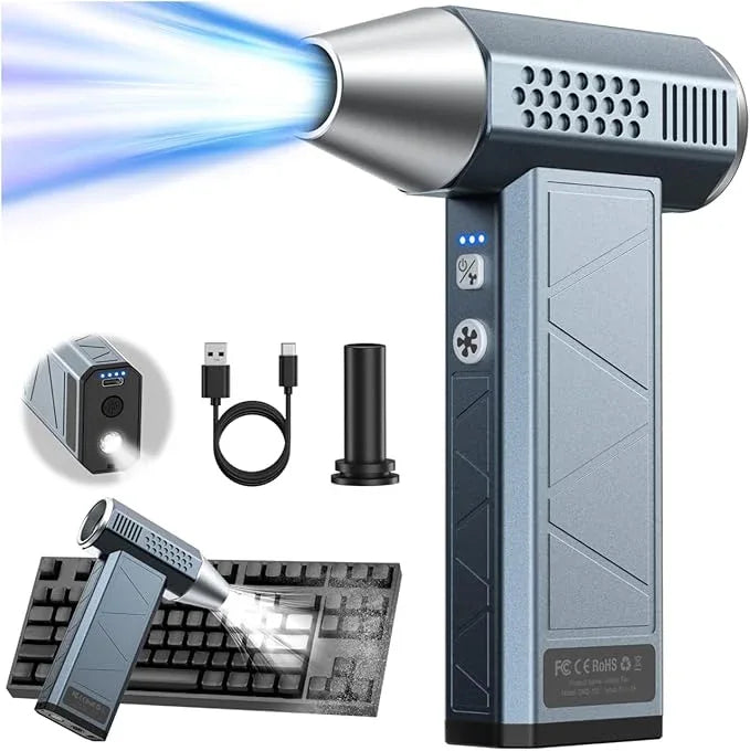 Compressed Air Duster, 360000RPM, 52m/s, Cordless Electric Air Duster with Flashlight, 4-Speed Adjustable Mini Air Blower Gun, USB-C Charging - NeatNest
