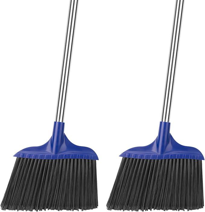 Kefanta 2 Pack Heavy Duty Broom Indoor/Outdoor Commercial Brooms Angle Broom 53 inches for Courtyard Garage Restaurant Lobby Patio Shop Home Kitchen Office Floor - NeatNest