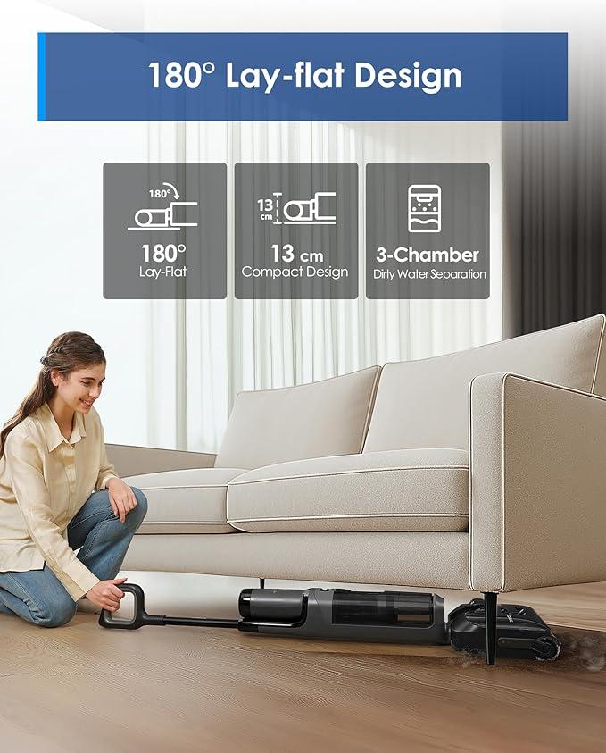 Tineco Floor ONE i6 Stretch Wet Dry Vacuum Cleaner, Vacuum & Mop All in One, 20kpa Powerful Suction, Up to 40 Minutes Runtime, 180° Lay-Flat, Anti-Tangle Design, Full-Path Self-Cleaning&185℉ Flashdry - NeatNest