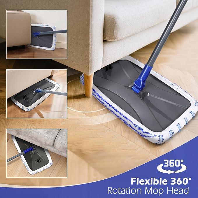 Masthome Microfiber Mop,Large Surface Flat Mop with 5 Reusable Pads,Hardwood Floor Mops for Dry and Wet Use,Microfiber Mops for Floor Cleaning-1 Cleaning Scraper Included - NeatNest