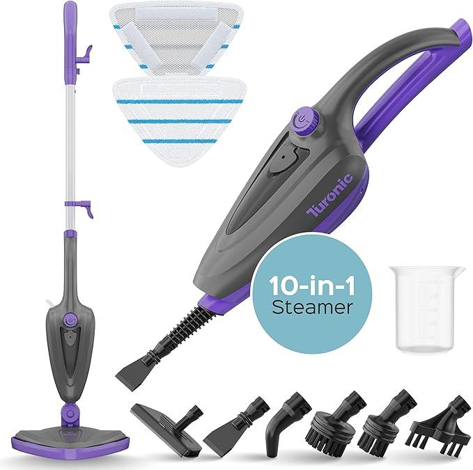 Turonic ST3 10-in-1 Steam Mop - 1500W Floor Steamer with Detachable Handle, 110°C Steam, 25-Min Runtime, Handheld Cleaner for Tile, Grout, Hardwood, Carpet, Upholstery, Chemical-Free Cleaning - NeatNest