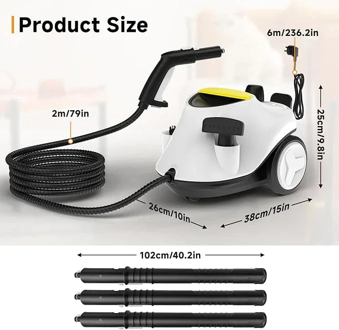 Steam Cleaner, with 27 Accessories, 2000W Portable Household Steamer, with 2.1L Tank and 6M Extra-Long Power Cord for Floor Cleaning,Tile, Carpet, Furniture, Upholstery, Grout, Kitchen, Car (white) - NeatNest
