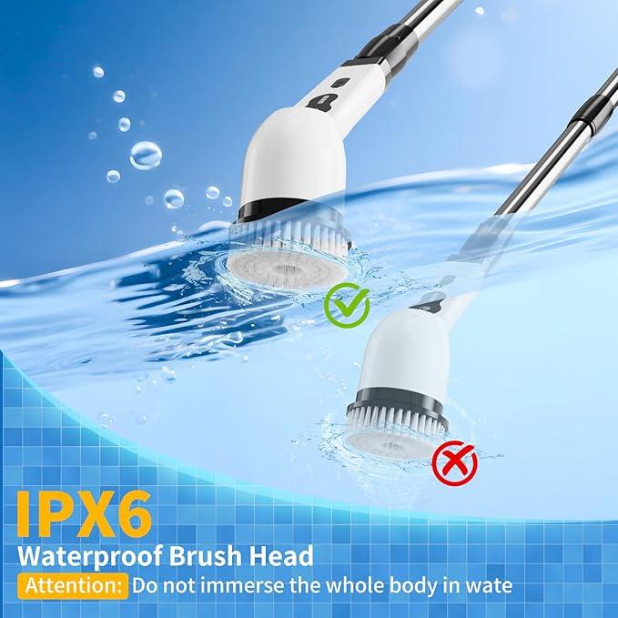 Electric Spin Scrubber, Ultimate Household Cleaning Brush with 90Min Runtime & 8 Heads & 2 Modes- 52in Electric Shower Scrubber Deep Clean for Bathroom Grout, Oven, Shower, Tile & Car, IPX6 Waterproof - NeatNest