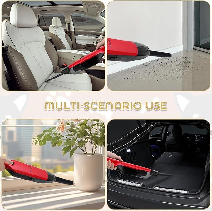 Handheld Vacuum Cordless,15KPA High Power Suction,USB Quick Charge,Car Vacuum Cleaner with Storage Dock,Lightweight Rechargeable Dust Buster with Crevice Tool Pet Brush Hand Vac for Home,Red - NeatNest