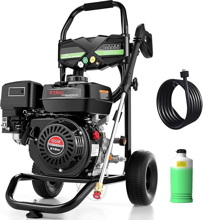 4200PSI Gas Pressure Washer, 4.0GPM Heavy Duty Power Washer with 5 Quick Connect Nozzles, 25ft Flexible Hose and 0.5Gal Soap Tank, 212cc 7.0 HP Engine, EPA/CARB/ETL Compliant, Gray - NeatNest
