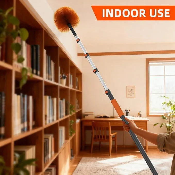 26 FT Cobweb Duster with Extension Pole, Cobweb Duster with 5-20FT Telescoping Extension Pole, Cleans Spider Webs, Washable & Reusable for High Ceilings, Fans & Outdoor & Indoor Cleaning - NeatNest