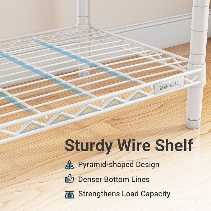 VIPEK V1 Wire Garment Rack 4 Tiers Heavy Duty Clothes Rack for Hanging Clothes Freestanding Closet Clothing Rack with 4 Adjustable Shelves, 35.4" L X 15.7" W X 70.9" H, Max Load 500LBS, White - NeatNest