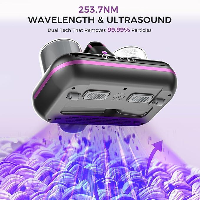 Mattress Vacuum Cleaner - 5-in-1 Cordless Bed Vacuum Cleaner, Powered by Ultrasonic Technology, 16Kpa Strong Suction,Low Noise,Suitable for Dust, Pet Hair, Etc - Grey - NeatNest