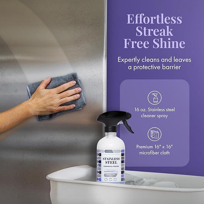 Therapy Stainless Steel Cleaner and Polish 100% USDA Biobased, Fingerprint and Residue Remover, Lavender Essential Oil Scent, Sink Cleaner, Grill Spray - NeatNest