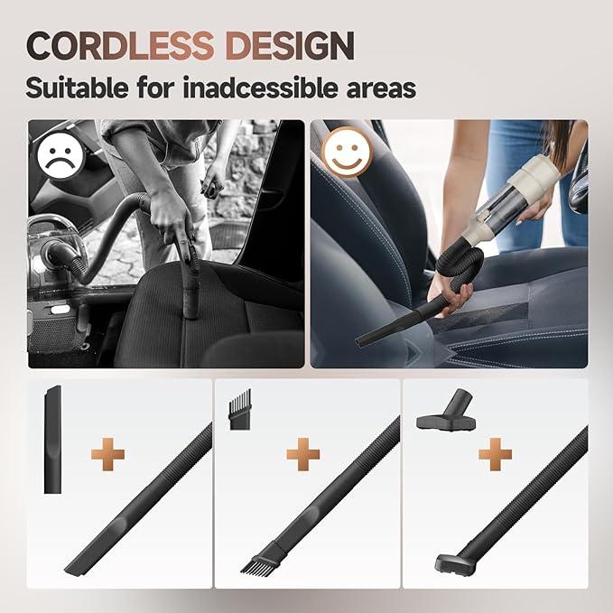 Car Vacuum, Handheld Car Vacuum Cleaner Cordless with Brushless Motor, 20000PA Suction High Power Rechargeable Vacuum Cleaner & Air Duster, 4-in-1 Portable Mini Hand Vacuum Blower with LED Display - NeatNest