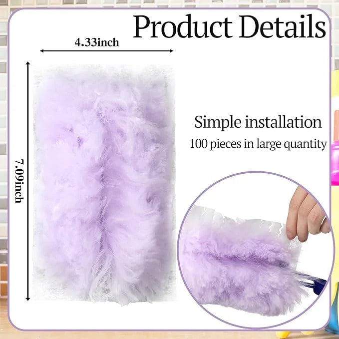 Vesici 100 Pcs Duster Refills Compatible with Swiffer Dusters Bulk Disposable Replacement Thickened with 1 Handle Heavy Duty for Cleaning, Office (Purple) - NeatNest