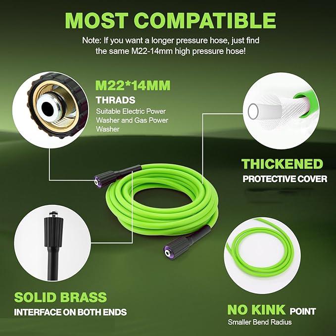 5000PSI Power Cleaner with 33FT Pressure Cleaner Hose, 4 Nozzles for Home/Car(Deep Green) - NeatNest