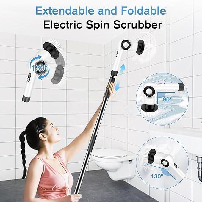 Electric Spin Scrubber, Electric Cleaning Brush, Multifunctional 360 Automatic Rotation Cordless Spin Scrubber with 7 Replaceable Brush Heads for Cleaning Bathroom Kitchen and Floor - NeatNest