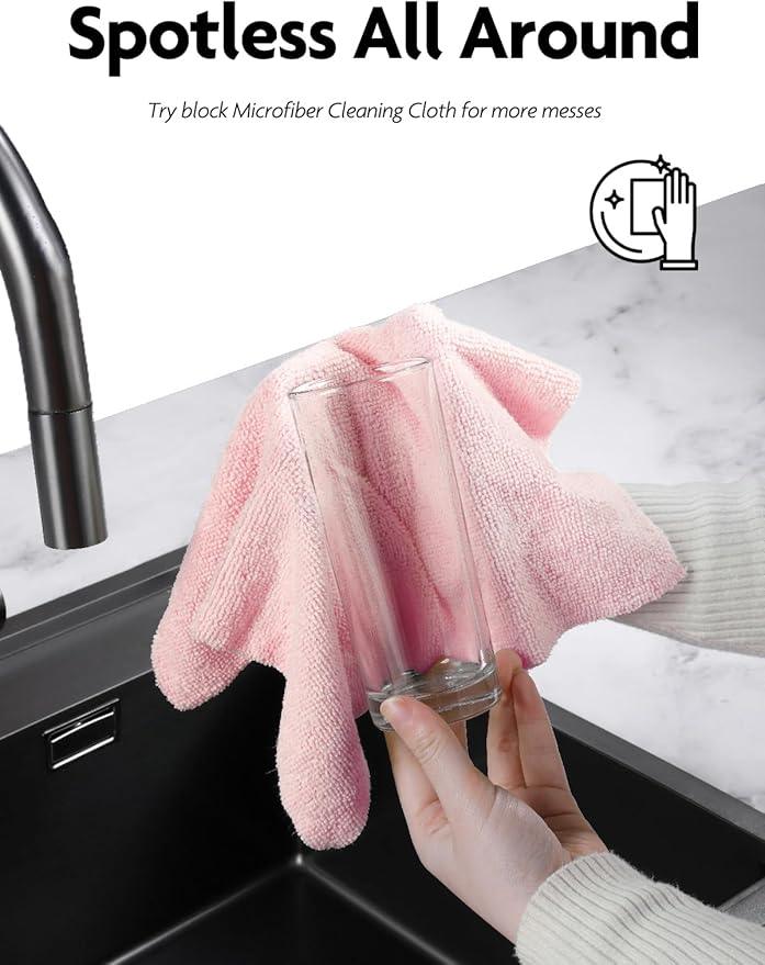 Fantasticlean Microfiber Cleaning Cloth Roll -150 Pack, Tear Away Microfiber Towels, 12" x 12", Reusable, Washable, Ultra Absorbent Dishcloth for Home Supplies, Car, Pet, Kitchen (Pink & Grey) - NeatNest