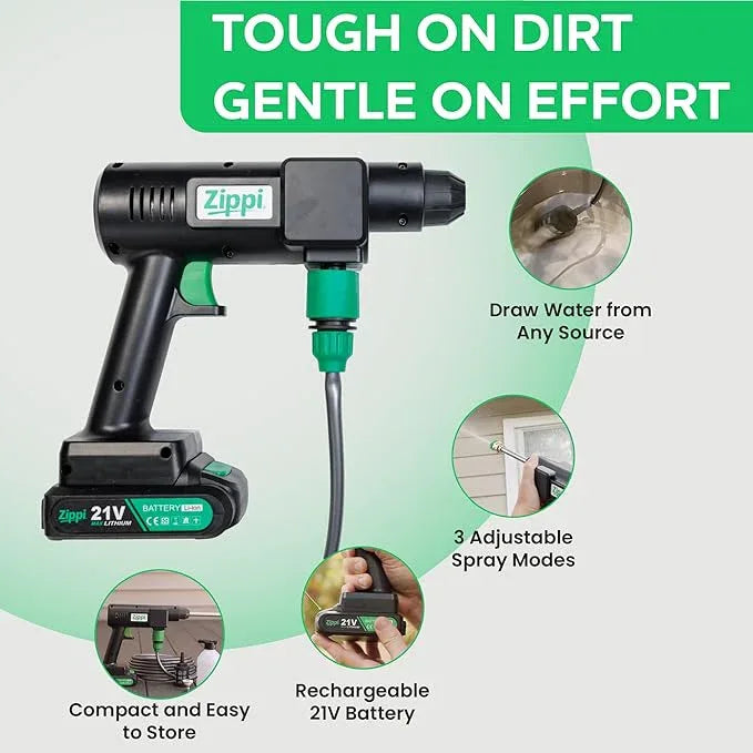 Zippi Hydro Cleaner Deluxe 2025 – Cordless High-Pressure Scrubber with Foam Dispenser, 3000 mAh Rechargeable & Lightweight for Efficient Outdoor Tile, Grout, and Surface Cleaning - NeatNest