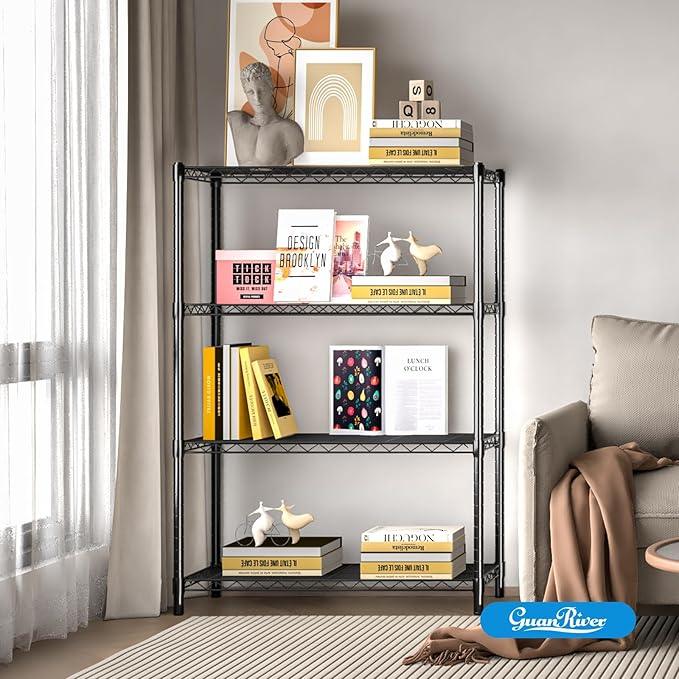 4-Shelf Adjustable Metal Shelf Wire Shelving Unit Storage Rack Display Shelf for Office,Kitchen,Bedroom,Bathroom,Laundry,Pantry Basement,Garage(Black,36" L x 14" W x 54" H) - NeatNest