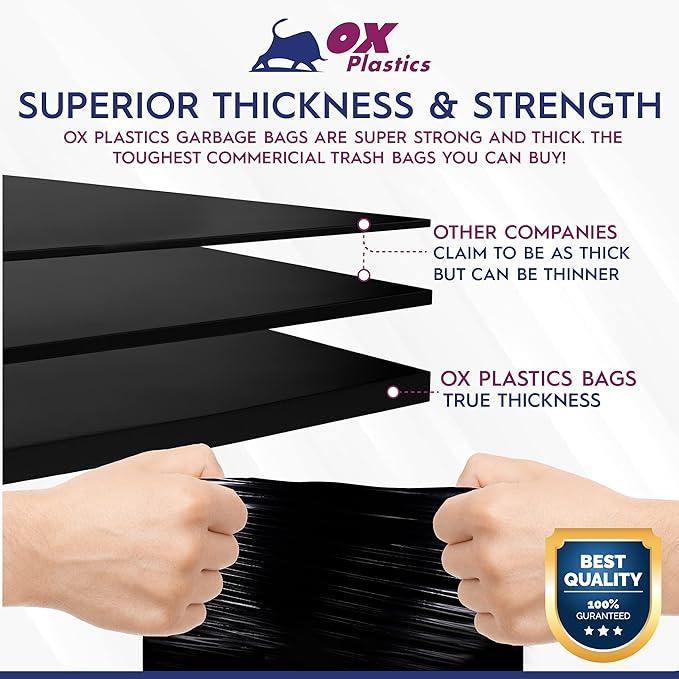 55 Gallon 4mil Trash Can Liners Bags - (35 Count) Capacity & Thick Extra Heavy Duty Strength - Large Garbage, Leak-Proof & Durable, House & Commercial Use Bags - Black - NeatNest