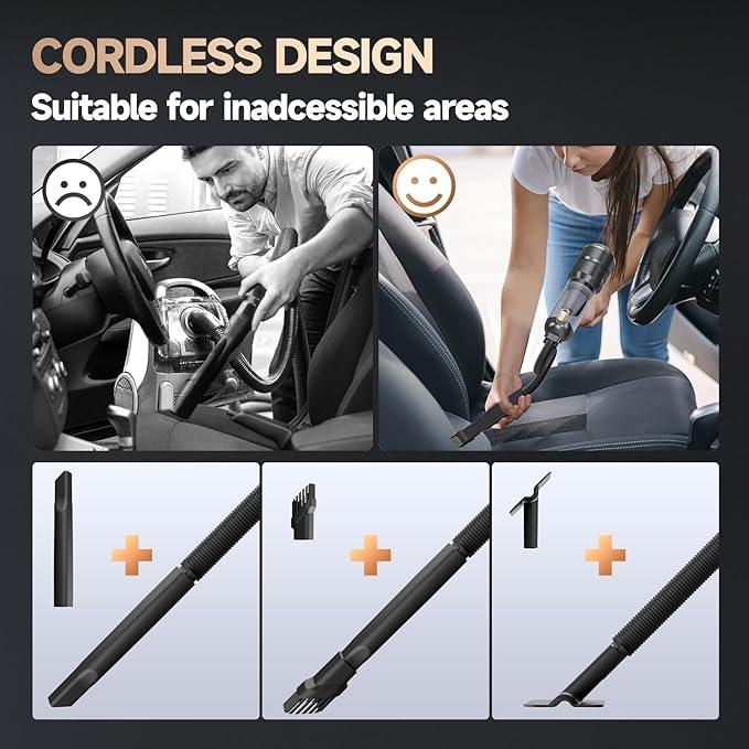 Car Vacuum Portable Cordless, Foldable Handheld Vacuum with Brushless Motor, 22000PA High Power Mini Hand Vacuum Cleaner & Air Blower & Duster & Pump for Home, Pet, Office - NeatNest
