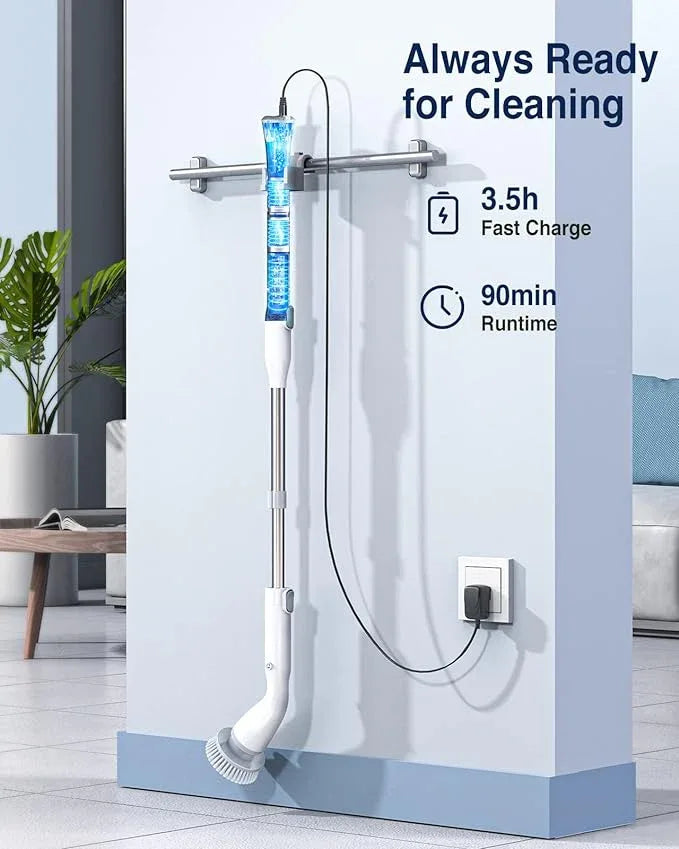 LABIGO Electric Spin Scrubber, Cordless Cleaning Brush Scrubber with 7 Replaceable Brush Heads and Adjustable Extension Handle, IPX7 Waterproof Power Cleaning Brush for Bathroom Tub Floor Tile Shower - NeatNest
