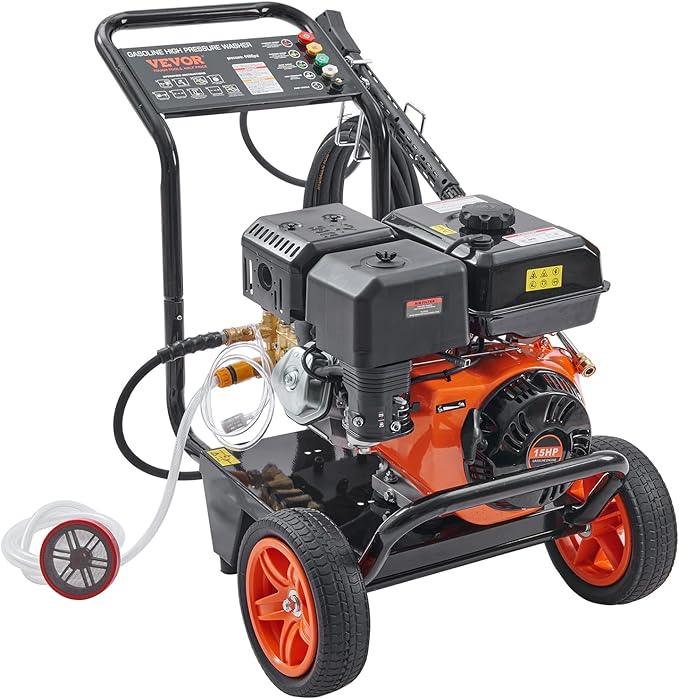 VEVOR Gas Pressure Washer, 4400 PSI 4.0 GPM, Gas Powered Pressure Washer with Copper Pump, Spray Gun and Extension Wand, 5 Quick Connect Nozzles, for Cleaning Cars, Homes, Driveways, Patios - NeatNest