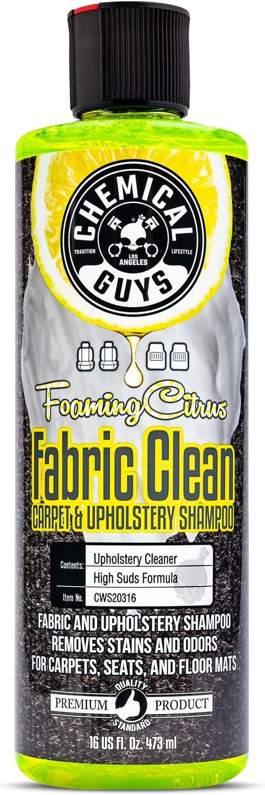 Chemical Guys Foaming Citrus Fabric Clean, Carpet and Upholstery Cleaner - Car Carpet Cleaner for Seats, and Floor Mats, Safe for Home, Office & More, Citrus Scent - 16 oz - NeatNest