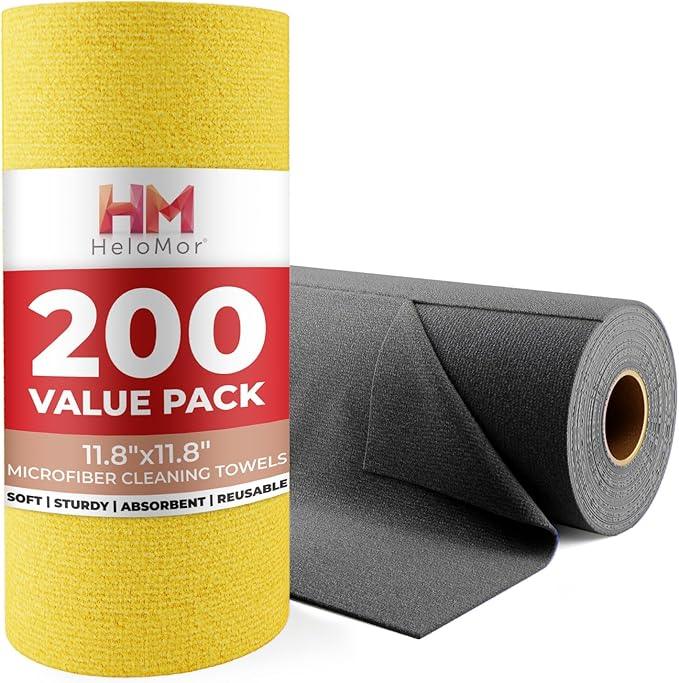 200 Pack Microfiber Cleaning Cloth Roll - Tear Away Reusable Paper Towels Washable, 11.8" Ultra Absorbent Cleaning Supplies for Housekeeping, Cleaning Rags Microfiber Towel, Lint Free Cloth Value Pack - NeatNest