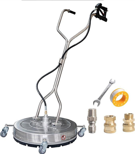 Hourleey 30" Pressure Washer Surface Cleaner with Dual Handles, Stainless Steel Surface Cleaner with 4 Wheels for Driveways, Pathway, Sidewalks, Patios, Decks, 4500 PSI with 3/8" Quick Connector Kit - NeatNest