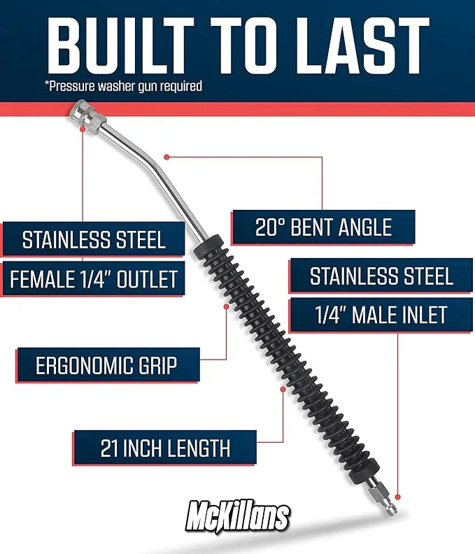 McKillans® Short Pressure Washer Gun Upgrade Kit: Stubby Gun + Rinsing Wand + Wide Mouth Foam Cannon + Stainless Quick Connect Kit (M22-14mm) - NeatNest