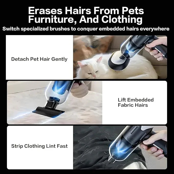 Cordless Handheld Vacuum Cleaner, Rechargeable Car Vacuum with Brushless Motor, Wireless Mini Portable Hand Vacuum for Pets and Home, Powerful Suction and Compressed Air Duster, Car Accessory - NeatNest