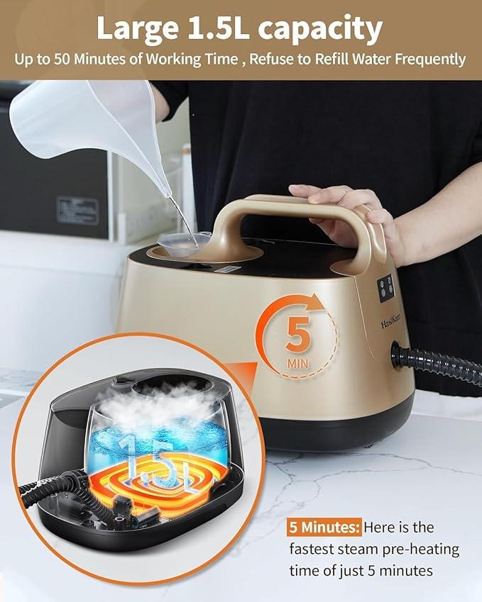 Steam Cleaner for Home, 293°F 58 PSI Powerful Multipurpose Handheld Steam Mop, 21 Attachments, 50Oz Capacity, Heavy Duty Steamer for Carpets, Floors, Cars, Tiles, Crack Cleaning, Turquoise - NeatNest