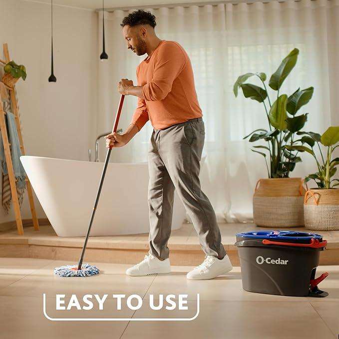 O-Cedar RinseClean Microfiber Spin Mop & Bucket Floor Cleaning System with 4 Extra Mop Head Replacements - NeatNest
