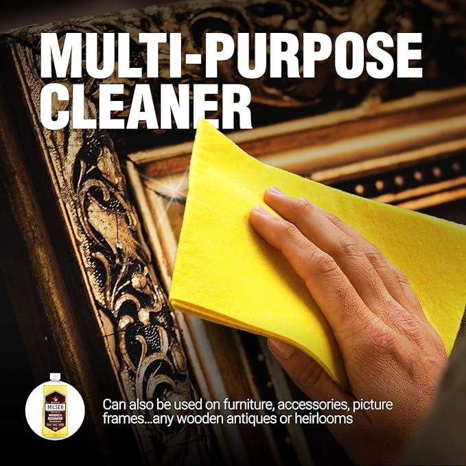 Milsek Antiques & Restoration Polish & Cleaner - Home Essential Cleaning Supplies for Home Improvement of any Wood Antiques or Heirlooms - 12 Fl Oz (Pack of 2) with Microfiber Towel - NeatNest