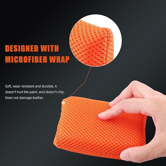 SPTA Mesh Bug Sponge, Bug Remover Car Wash Sponge for Cleaning Bugs and Tar, 4.8 inch by 3.2 inch, Cars Exterior - Ultra Soft Mesh Car Wash Sponges Non Scratch -10 Pack/Sets -WF020B10 - NeatNest