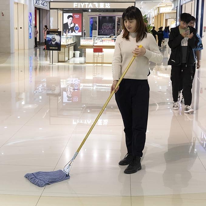 Heavy Duty Commercial Industrial Mop ,58" Looped-End String Wet Cotton Mops for Floor Cleaning, Including Three mop Head Replacement - NeatNest