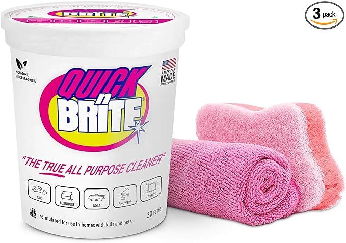 Quick 'n Brite All Purpose Cleaning Paste – Miracle Cleaner for Tough Stains, Biodegradable, Non-Toxic, Pet-Safe, Multi-Surface Stain Remover, Made in USA, 32 Oz Kit - NeatNest