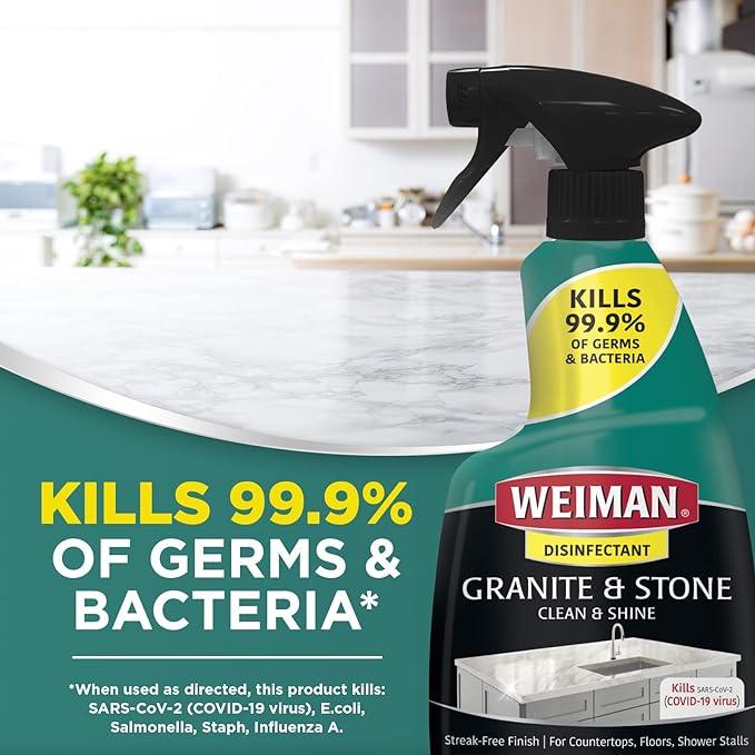 Weiman Disinfecting Granite & Stone Daily Cleaner and Sealer Kit - For Granite, Marble, Quartz, Quartzite, Slate - 24 oz Daily Kitchen Countertop Cleaner, 24 oz Granite & Stone Sealer - NeatNest