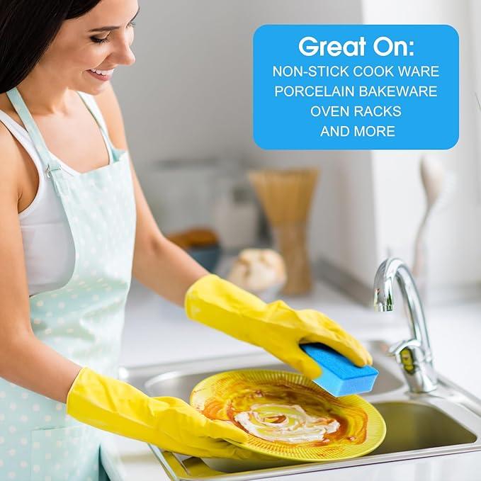 Tioncy 100 Pcs Individually Wrapped Sponges Kitchen Bulk Blue Dish Non Scratch Scrub Sponges Dual Sided Cleaning Dish Scrubber for Washing Dishes, Pots, Pans, Sinks, Stoves, Appliances, Car, Bike - NeatNest