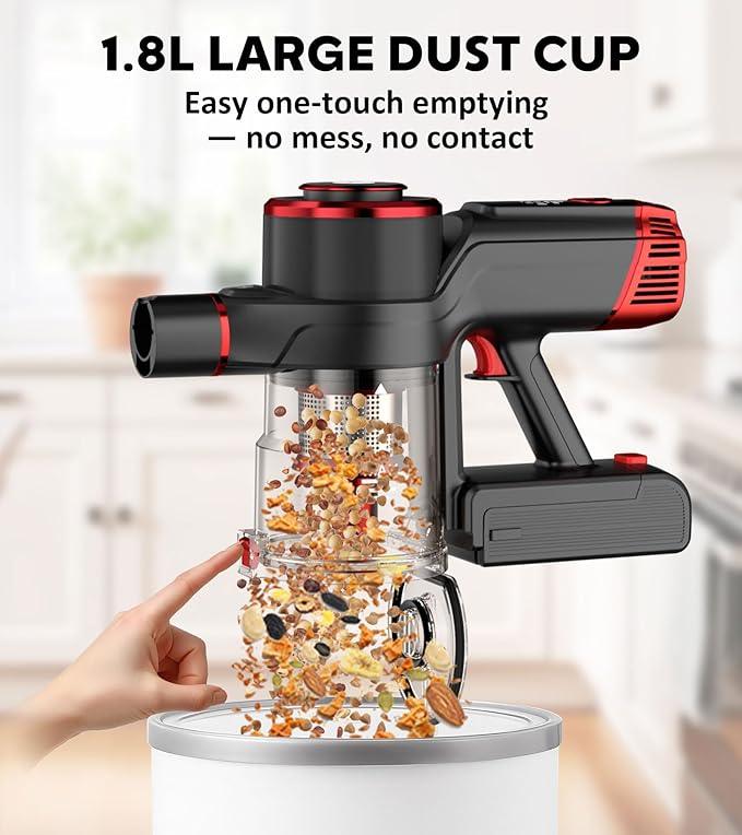 Cordless Vacuum Cleaner, 600W 50KPA Powerful Stick Vacuum with OLED Smart Display, 70Mins Runtime, Self-Standing & 1.8L Dust Cup, Vacuum Cleaners for Home/Hardwood Floor/Carpet/Pet Hair - NeatNest