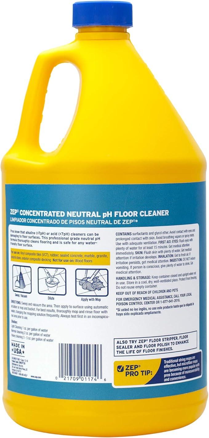 Zep Neutral pH Floor Cleaner. 1 Gallon (Case of 4) - ZUNEUT128 - Concentrated Pro Trusted All-Purpose Floor Cleaner - NeatNest