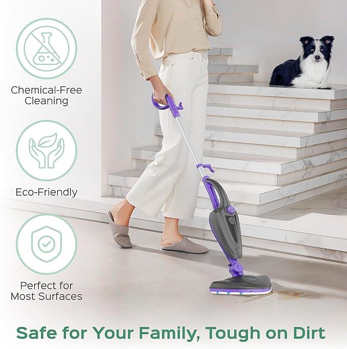 Turonic ST3 10-in-1 Steam Mop - 1500W Floor Steamer with Detachable Handle, 110°C Steam, 25-Min Runtime, Handheld Cleaner for Tile, Grout, Hardwood, Carpet, Upholstery, Chemical-Free Cleaning - NeatNest