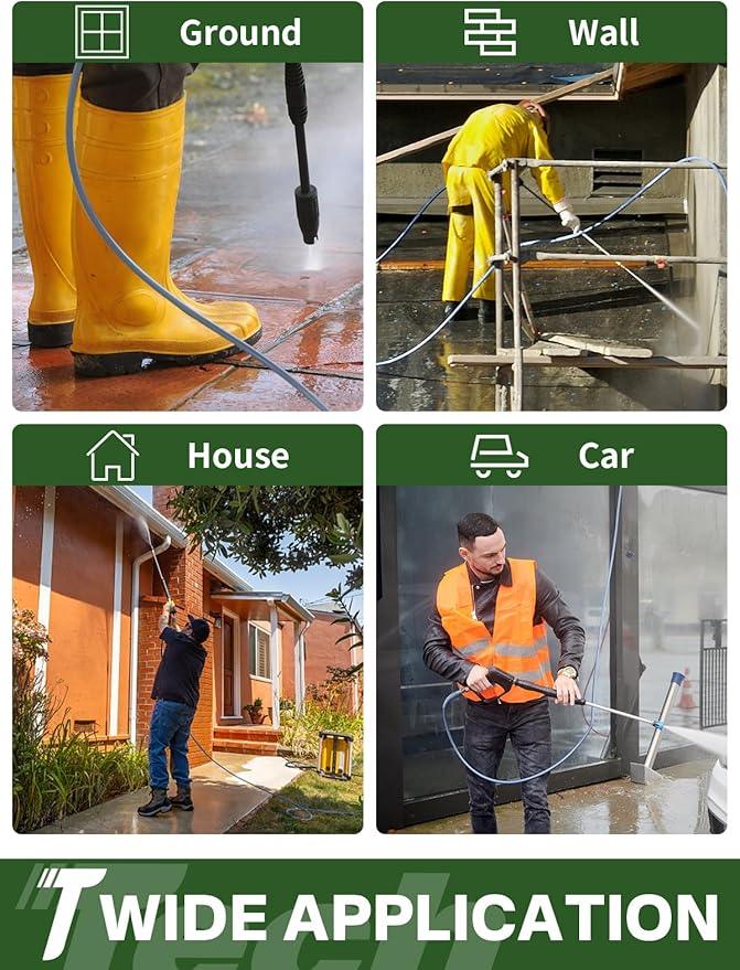 3/8" 4800PSI Pressure Washer Hose 150FT with Swivel Quick Connect for Cold/Hot Water Max 248°F, Kink Resistant Steel Wire Braided, Wear Resistant Power Washer Hose with M22 14mm Adapter - NeatNest