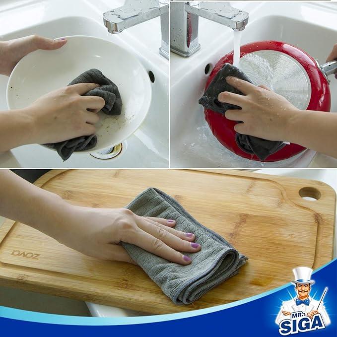 MR.SIGA Microfiber Cleaning Cloth, All-Purpose Cleaning Towels, Pack of 6, Size 13.8 x 15.7 in - NeatNest