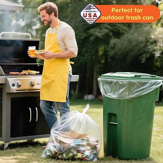Delxo 55-60 Gallon Trash Bags, 100 Count – 0.9 Mil Medium Duty Garbage Bags, Durable & Puncture-Resistant Plastic Bolsas para basura, Perforated Design– Made in USA for Kitchen, Yard, Office (Clear) - NeatNest