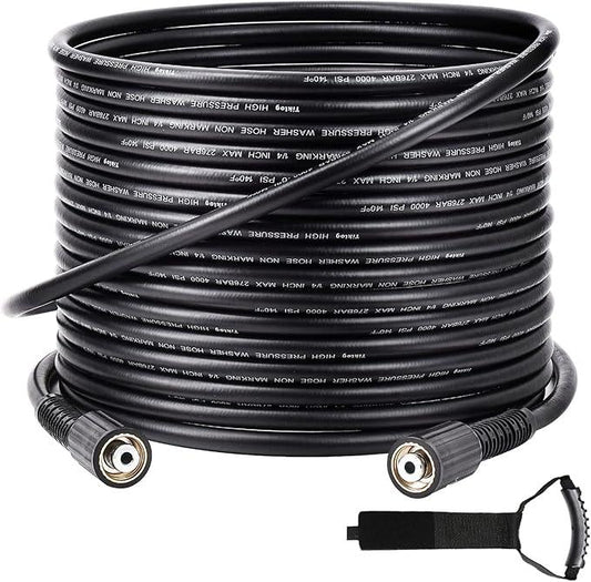 Pressure Washer Hose 50FT 1/4”, 4000 PSI Kink Resistant High Pressure Hose M22 14mm Thread, Flexible Extension Replacement Hose with Hose Organizer for Power Washing - NeatNest