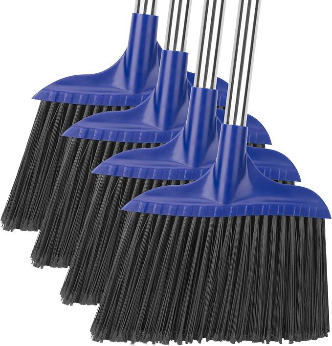 Kefanta 4 Pack Heavy Duty Broom Indoor/Outdoor Commercial Brooms Angle Broom 53 inches for Courtyard Garage Restaurant Lobby Patio Shop Home Kitchen Office Floor - NeatNest