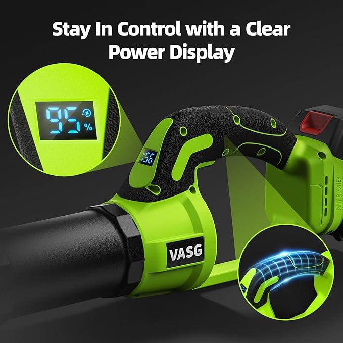 VASG Leaf Blower Cordless, 3 x 21V Batteries & Fast Charger Set, Variable Speed Mode, Lightweight Handheld Electric Leaf Blower for Lawn Care, Yard, Garden, Patio & Outdoor Cleanup - NeatNest