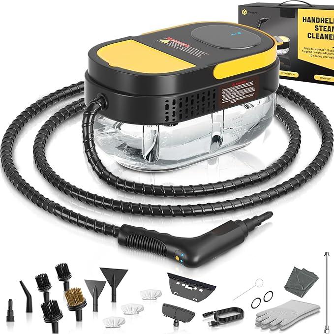 Gautye Steam Cleaner, 3-Level Adjustable Handle, 15s Heat-Up, 1.69 Quarts Tank, Portable Steamer for Cleaning with 15 pcs Accessories, Steam Cleaner for Home for Dirt, Grease, Grout, Tile,Floor, Car - NeatNest