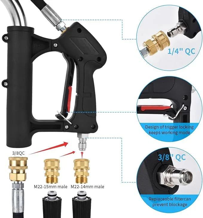 24" Pressure Washer Surface Cleaner Mate with 5 Nozzles Water Broom, Stainless Steel Dual Handle Power Washer Surface Cleaner Hot Water Supported for Patio Decker Concrete Driveway, 4200 PSI - NeatNest