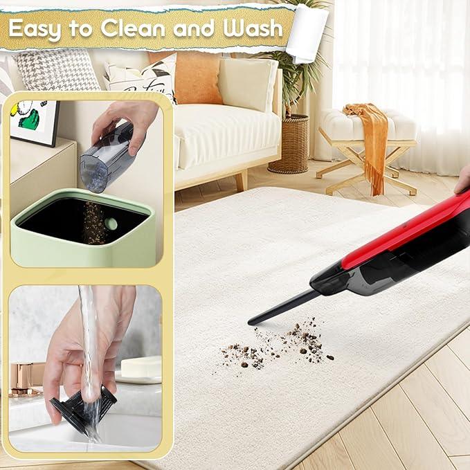 Handheld Vacuum Cordless,15KPA High Power Suction,USB Quick Charge,Car Vacuum Cleaner with Storage Dock,Lightweight Rechargeable Dust Buster with Crevice Tool Pet Brush Hand Vac for Home,Red - NeatNest