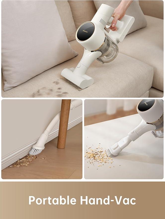 DREAME Cordless Stick Vacuum Cleaner for Home, Powerful 120AW Suction with Anti-Tangle Brush, LED Headlights, Five-Layer Filtration, Up to 60 Mins, Handheld Vacuum Deep Clean Hair, Hard Floor, Carpet - NeatNest
